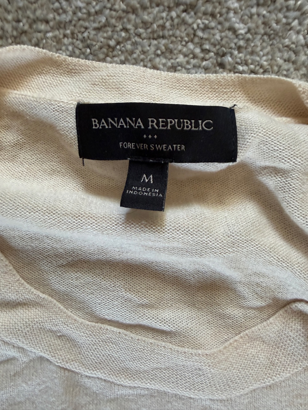 Banana Republic Cream Knit Sweater with Black Label